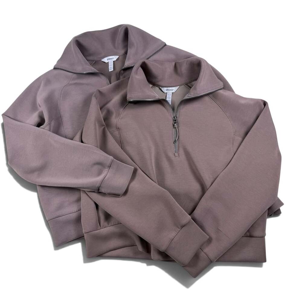 BOGO SPANX AirEssentials Half Zip Bundle 2pc Neutral Pullover Sweatshirts